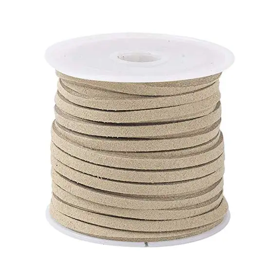 LightKhaki 5 м/рулон 3x1,5 мм плоский шнурок из искусственной замши, ожерелье, веревочка, рукоделие, бархатное кружево, сделай сам, нить, цепочка, ожерелье, ювелирное изделие, F55 - Цвет: LightKhaki