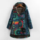 Женское пальто с капюшоном Versear, теплая хлопковая куртка оверсайз в этническом стиле с капюшоном и винтажным принтом, размера плюс, зима 2019