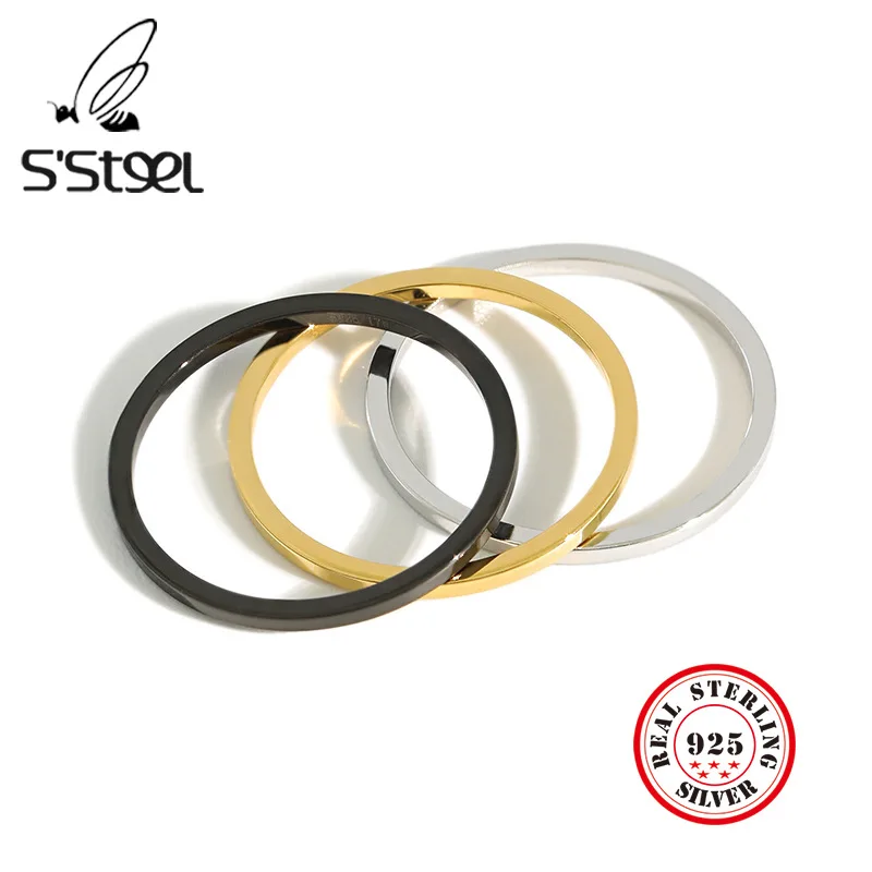 

S'STEEL 925 Sterling Silver Rings For Women Korean Gold Minimalist Ring Bijoux Argent 925 Massif Pour Femme Fine Jewellery Gift