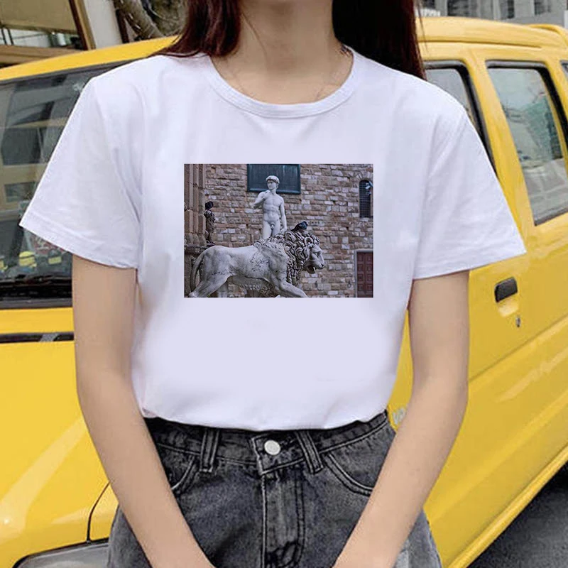 

New Summer T Shirt Women Print Harajuku Statue of David T-shirt Casual Clothing Tee Tops Female T Shirts Camiseta Mujer