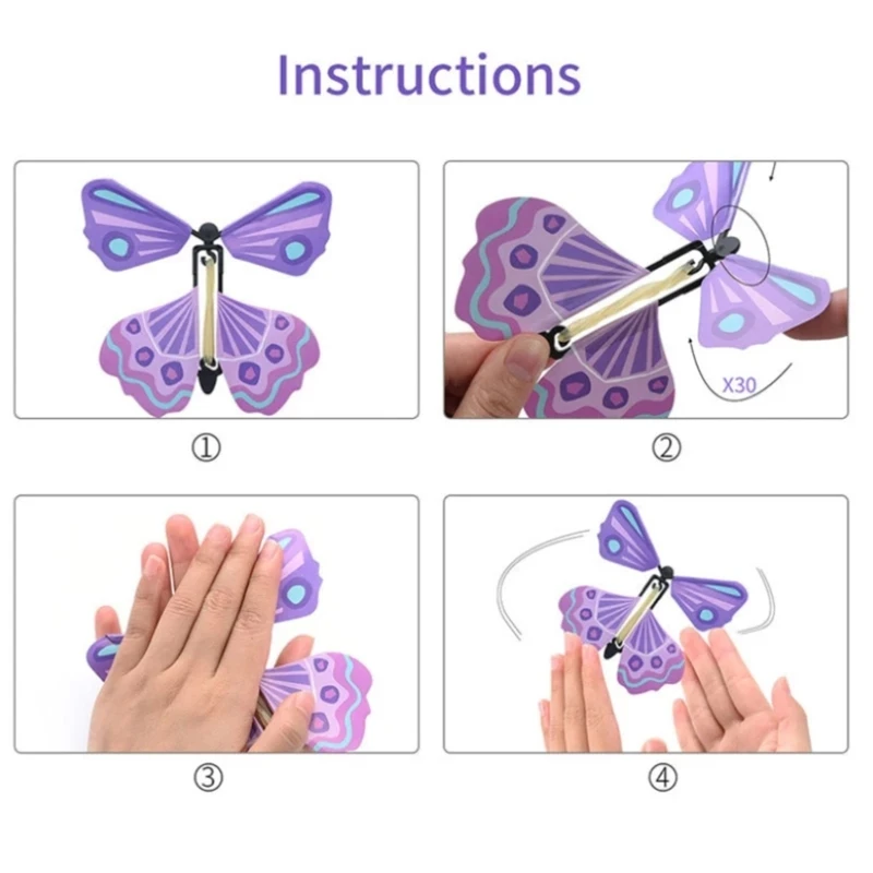 

10 PCS Flying in the Book Fairy Rubber Band Powered Wind Up Butterfly Toy Great Surprise Gifts
