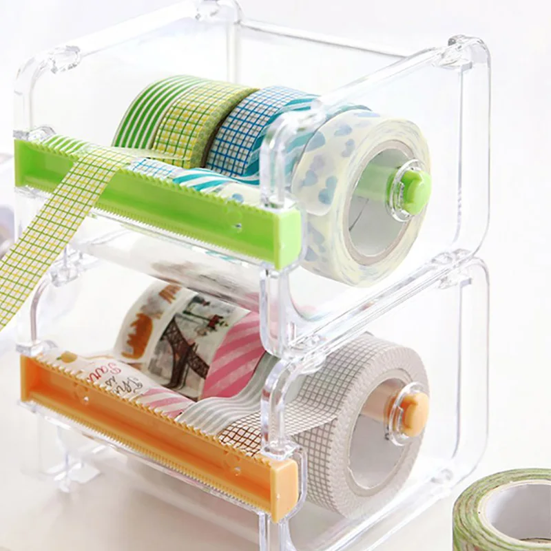 Настольный диспенсер для ленты Washi резак Коробка Для Хранения Ленты офисный