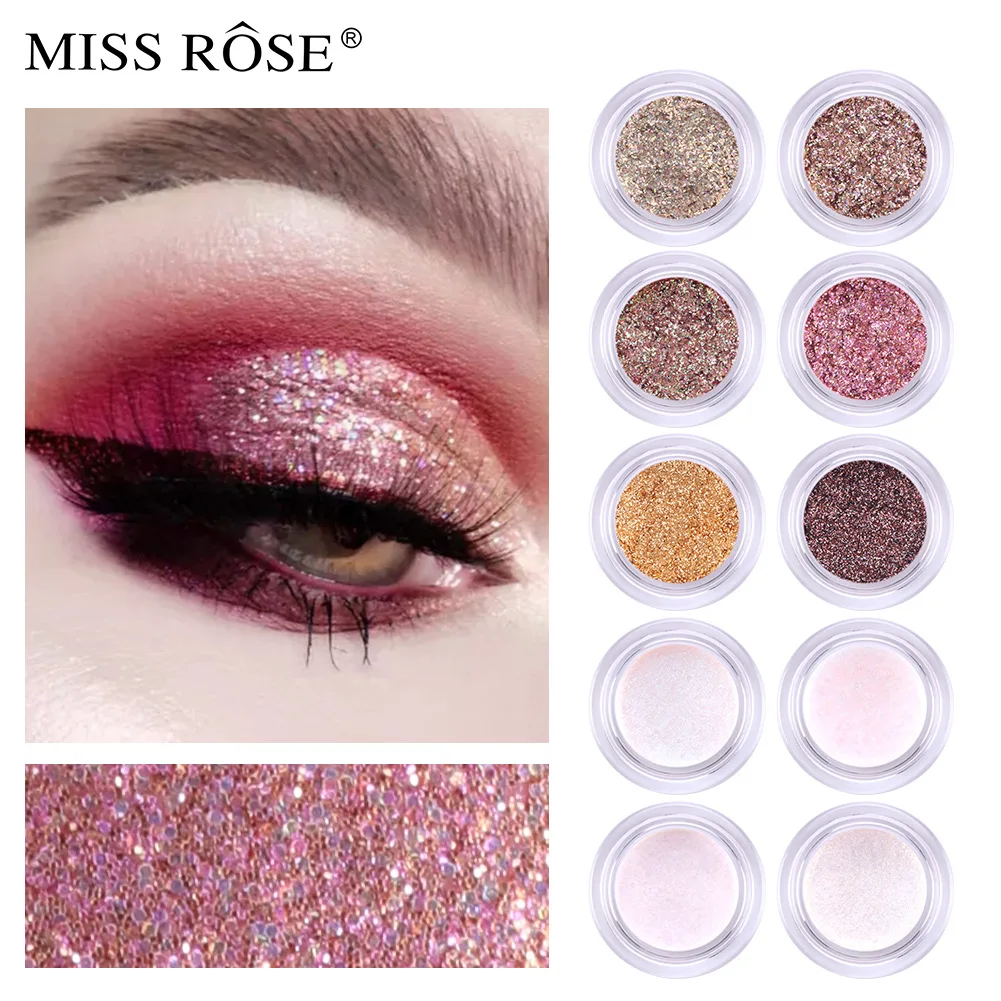 

Miss Rose Colored Eye Shadow With Glitter / Highlighter Powder / Facial Makeup
