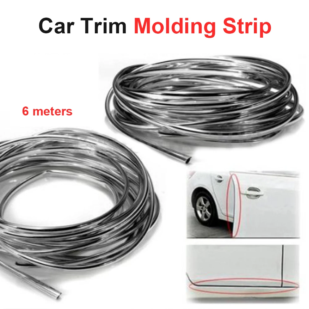 

6M Chrome Moulding Trim Strip Car Door Edge Scratch Guard Protector Cover Strip Roll Chrome Moulding Trim Strip Car Accessories