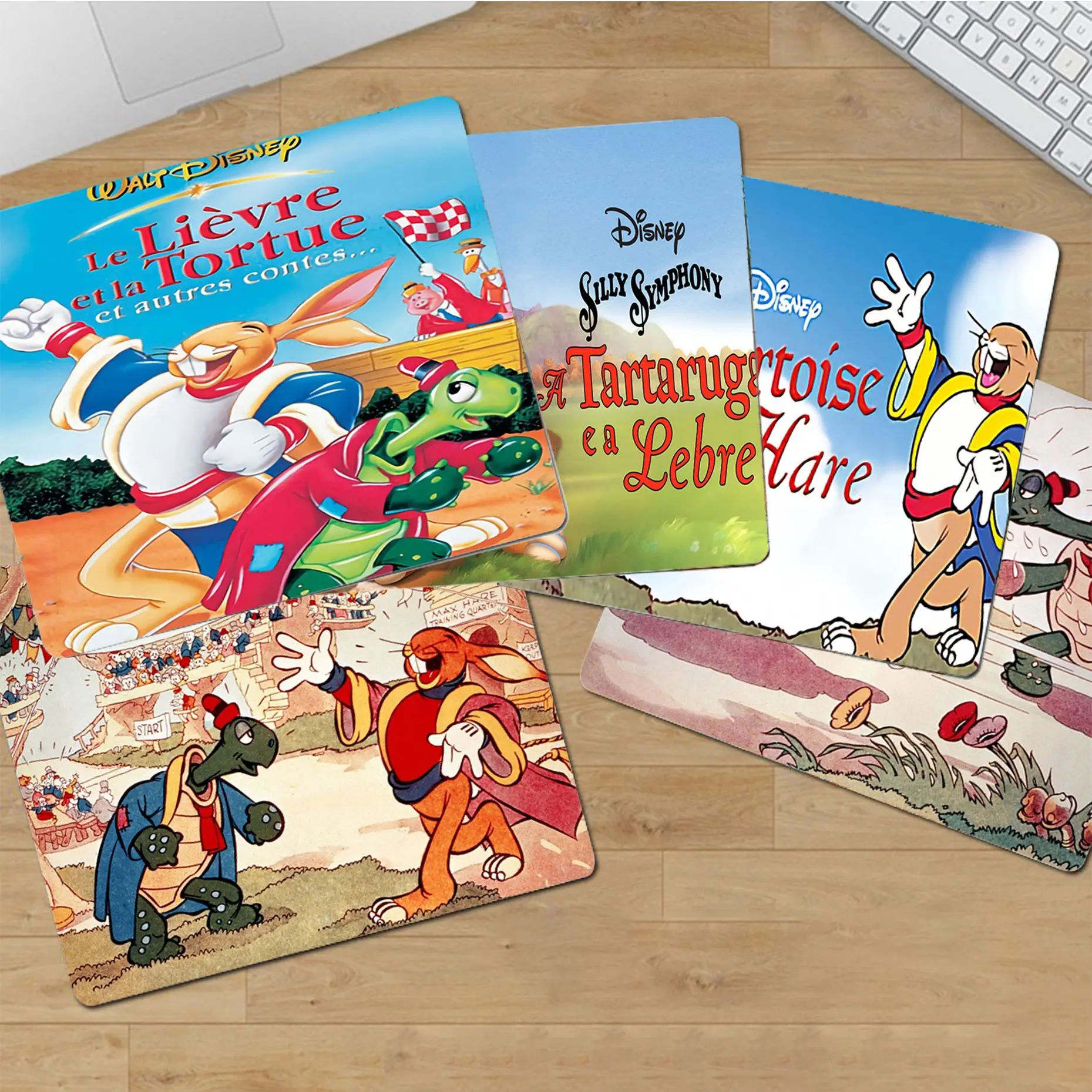 

Новинка, игровой коврик для мыши Disney с изображением черепахи и заяц, гладкий, под заказ