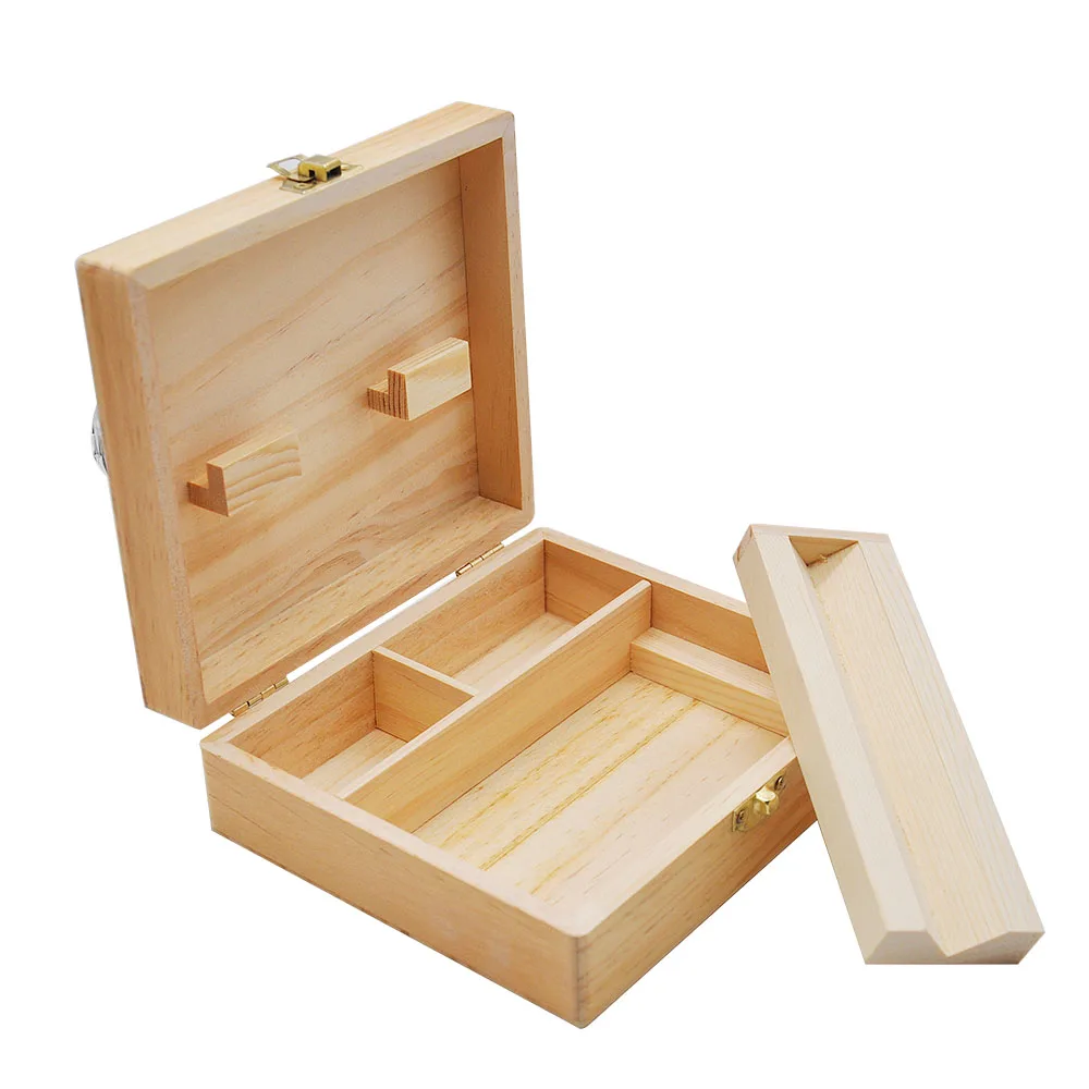 

Cournot Natural Handmade Wood Stash Box With Rolling Tray Wooden Tobacco and Herbal Storage Box For Smoking Pipe Accessories