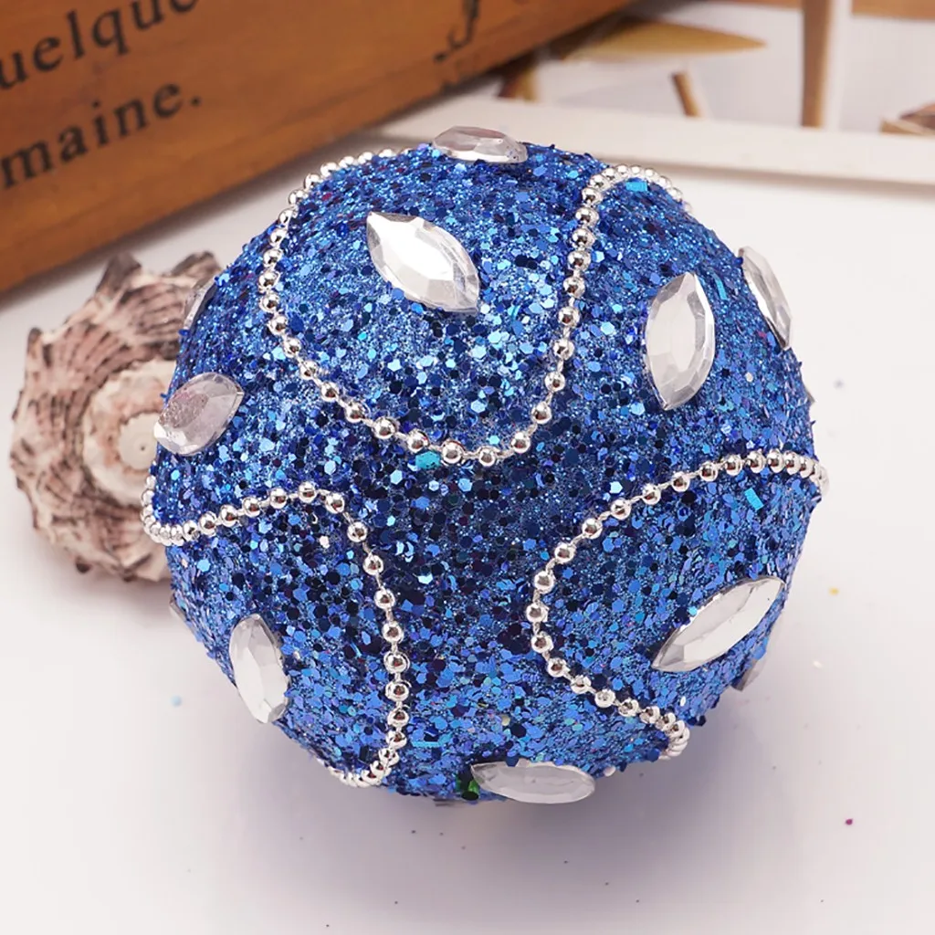 

High Quality Christmas Rhinestone Glitter Baubles Balls Home Xmas Tree Hanging Foam Ball Ornaments 8CM Christmas Decoration Ball