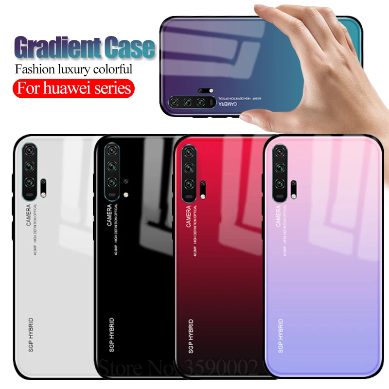 Градиентный чехол для huawei p30 pro p20 lite mate 20 X p10 honor 20 10 light 9 8x nova 3 3i 3e 4 p smart plus y9 стеклянная крышка
