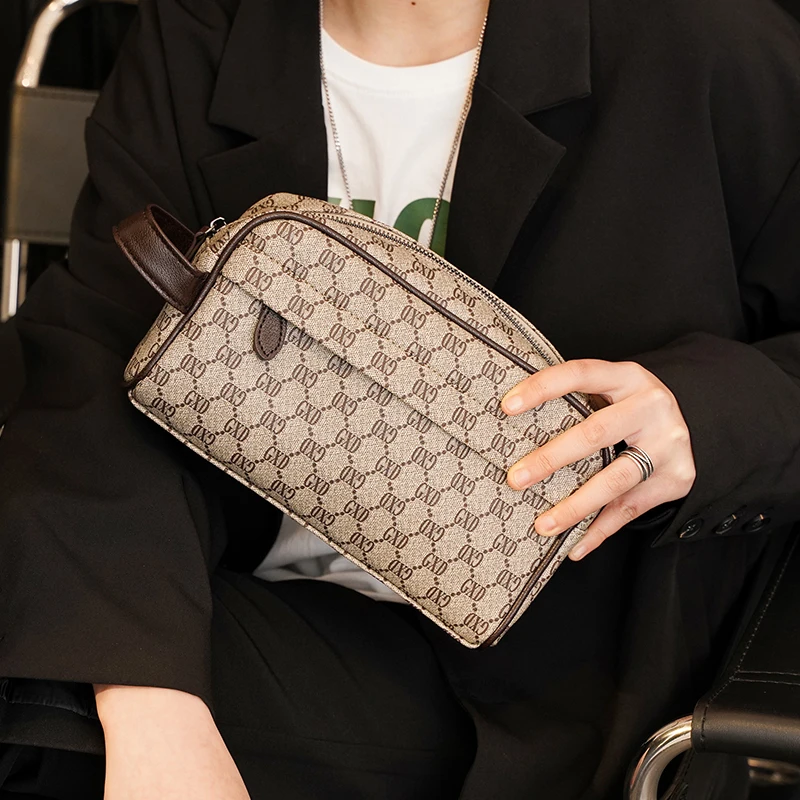 

Вместительный Повседневный клатч для мужчин, роскошные клетчатые Дизайнерские клатчи с ремешком на запястье, многофункциональная сумка дл...