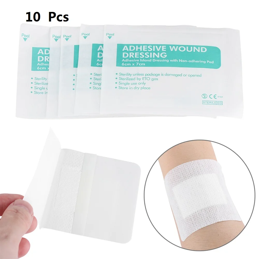 Гипоаллергенная нетканая клейкая повязка для ран большого размера 10 шт. больших