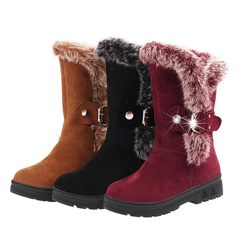 2019 Fashion Mid-Calf Boots Snow For Women Winter Shoes Brand Name Ladies Suede Warm Booties Shop | Обувь