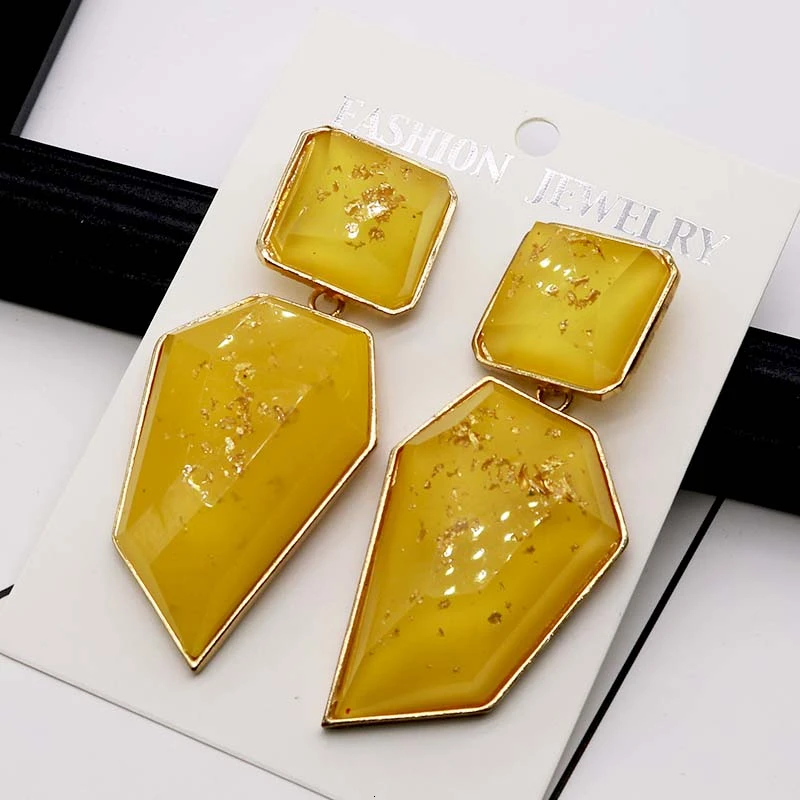 Большие серьги золотые акриловые бижутерия в богемном стиле эффектные Женские