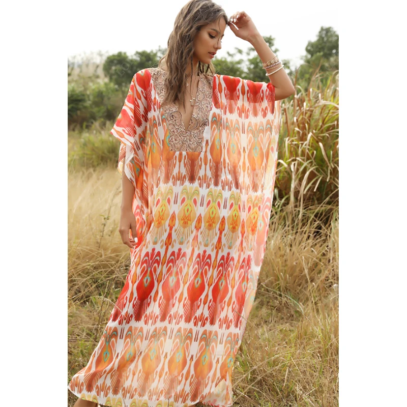 2020 накидки на бикини в стиле бохо летнее пляжное платье с глубоким v-образным