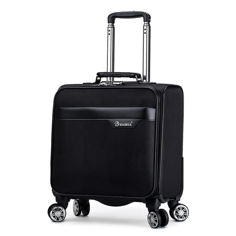 New 18 Inches Mini Student Suitcase PU Leather Carry-On Universal Wheel Boarding Luggage Password Travel Business for Men Women