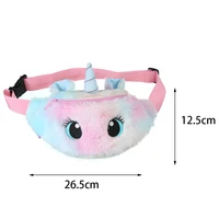 unicorn Kids Children Waist Bag Wallet Phone plush Belt bag small Bags for Girls Cute Cartoon faux fur shoulder Bag Purse