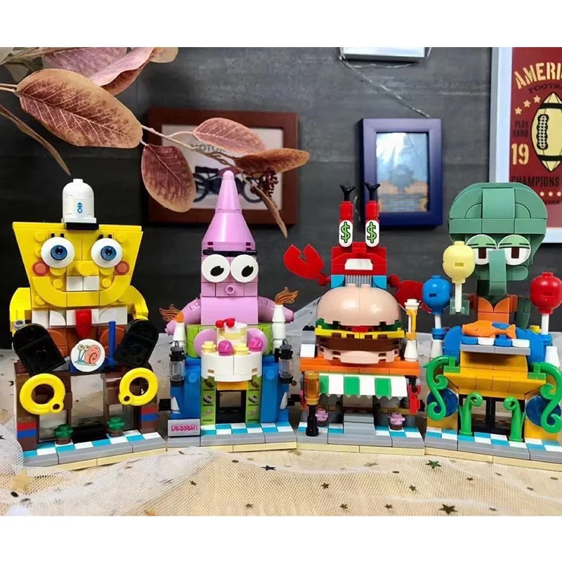 

Toys For Children Sponge Pie Big Star Crab Boss Baby Model Kits Educational Assembled Street View Building Blocks Kids Gifts Y08