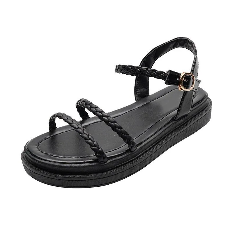 

Fashion Women Sandals 2021 Summer Buckle Low Heel Soft Bottom Shoes Female Hollow Out Style Women's Shoes Design Sandal