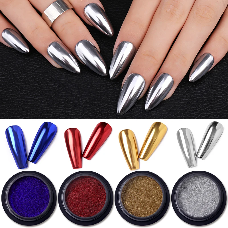 

Золотистый Серебристый зеркальный блестящий порошок для ногтей сверкающий Радужный металлический порошок для ногтей Хромовая пигментная ...