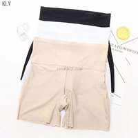women high waist ice silk safety shorts invisible seamless cotton crotch lip boxer brief underwear solid color stretchy boyshort