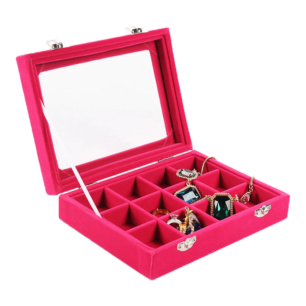 12/24 Grids Watch Organizer Necklace Earring Ring Storage Box Multifunction Velvet Jewelry Display Watch Box Women Gifts