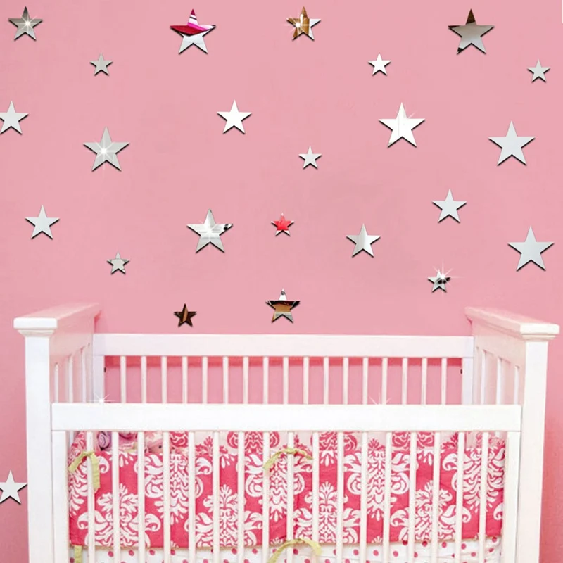 20 шт./компл. серебристые/Золотые 3D акриловые наклейки на стену декоративная