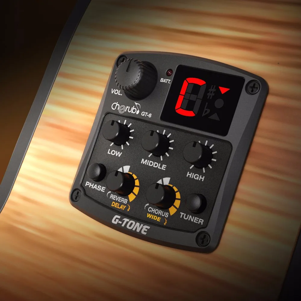 Cherub GT 6 G Tone Акустическая гитара Preamp Piezo Pickup ЖК тюнер с