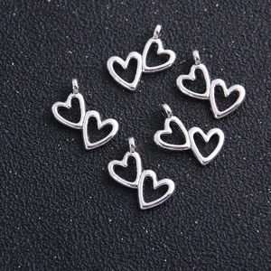 Подвеска из металлического сплава в форме сердца, 10 х17 мм, 20 шт.лот