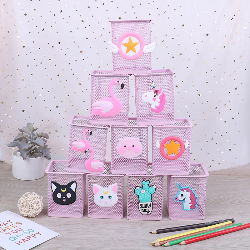 1 шт. розовый металлический держатель для ручек офисный Органайзер косметическая