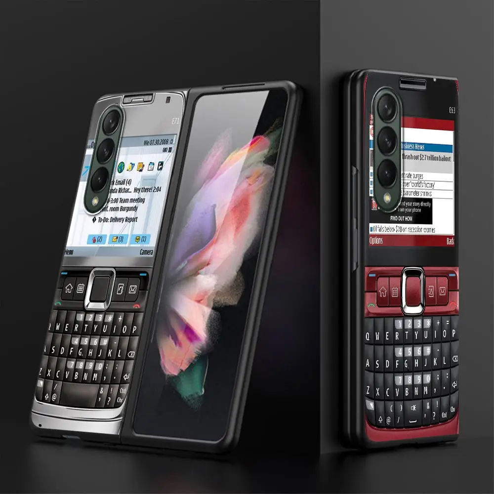 Чехол в стиле ретро для Samsung Galaxy Z Fold 3 Funda чёрный Жесткий ПК ZFold3 Роскошный чехол -