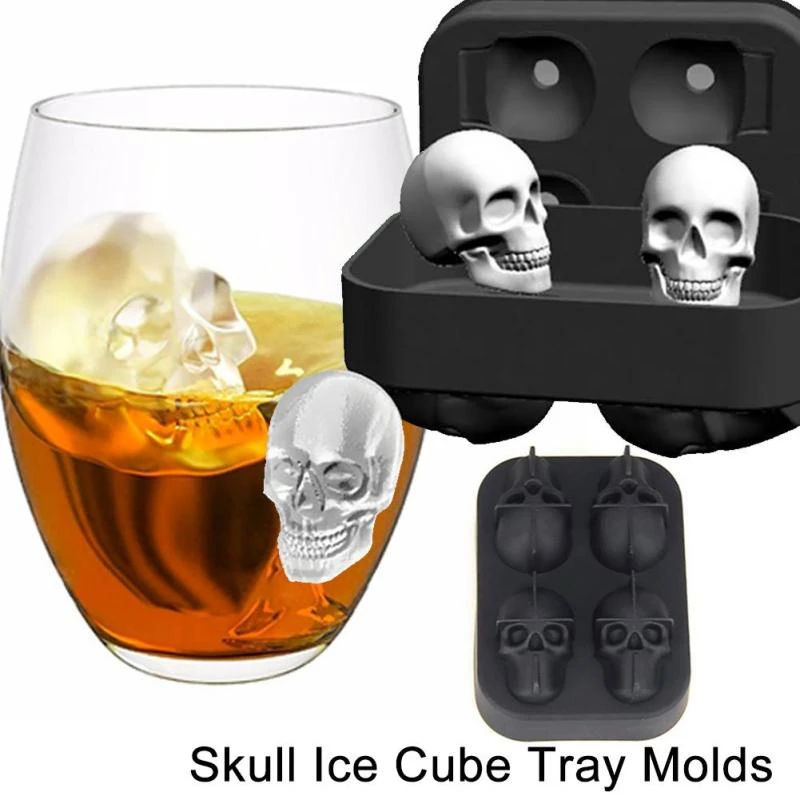 

Ice Mold Silicone Ice Cube Tray Mould Shape Ball Skull Four Giant Skull Round Ice Cube Maker Black Ice Tray Bar Tool