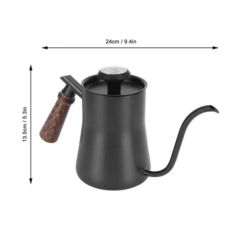 

650ml Coffee Pot Hanging Ear Hand Coffee Pot Stainless Steel Drip Type Coffeeware Tool with Thermometer Teapot Hand Drip