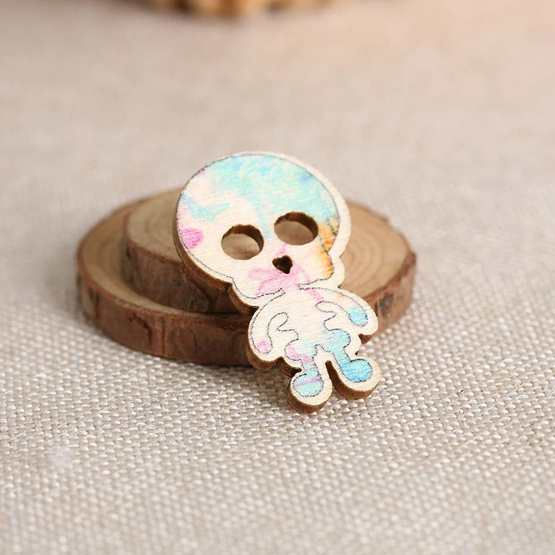 10 шт. Скелет 2 отверстия деревянные пуговицы Scrapbooking ремесла DIY Дети милые