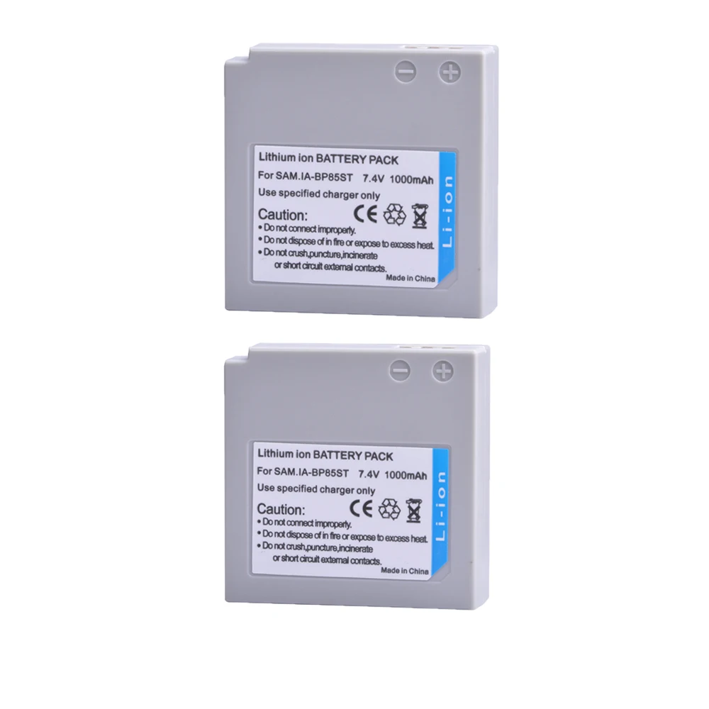 2 шт. 1000 мАч IA-BP85ST IA BP85ST запасная камера батарея для Samsung VP-10AH VP-MX10AU SC-HMX10 SC-MX10A SC-MX20L |