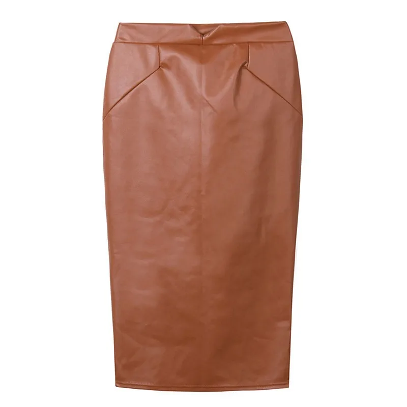 

Women Soft PU Leather Skirt High Waist Slim Hip Pencil Skirts Vintage Bodycon Midi Skirt Sexy Clubwear Hot