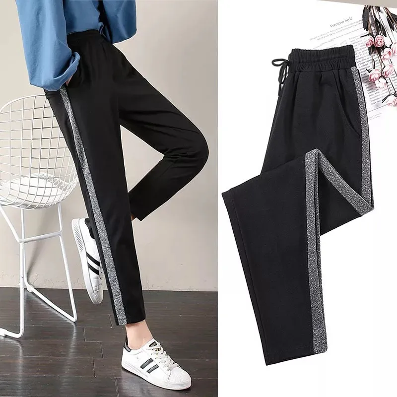 

Spring Summer High Waist Sweatpants For Women Soft High Quality Female Pants Solid Colour Elastic Trousers