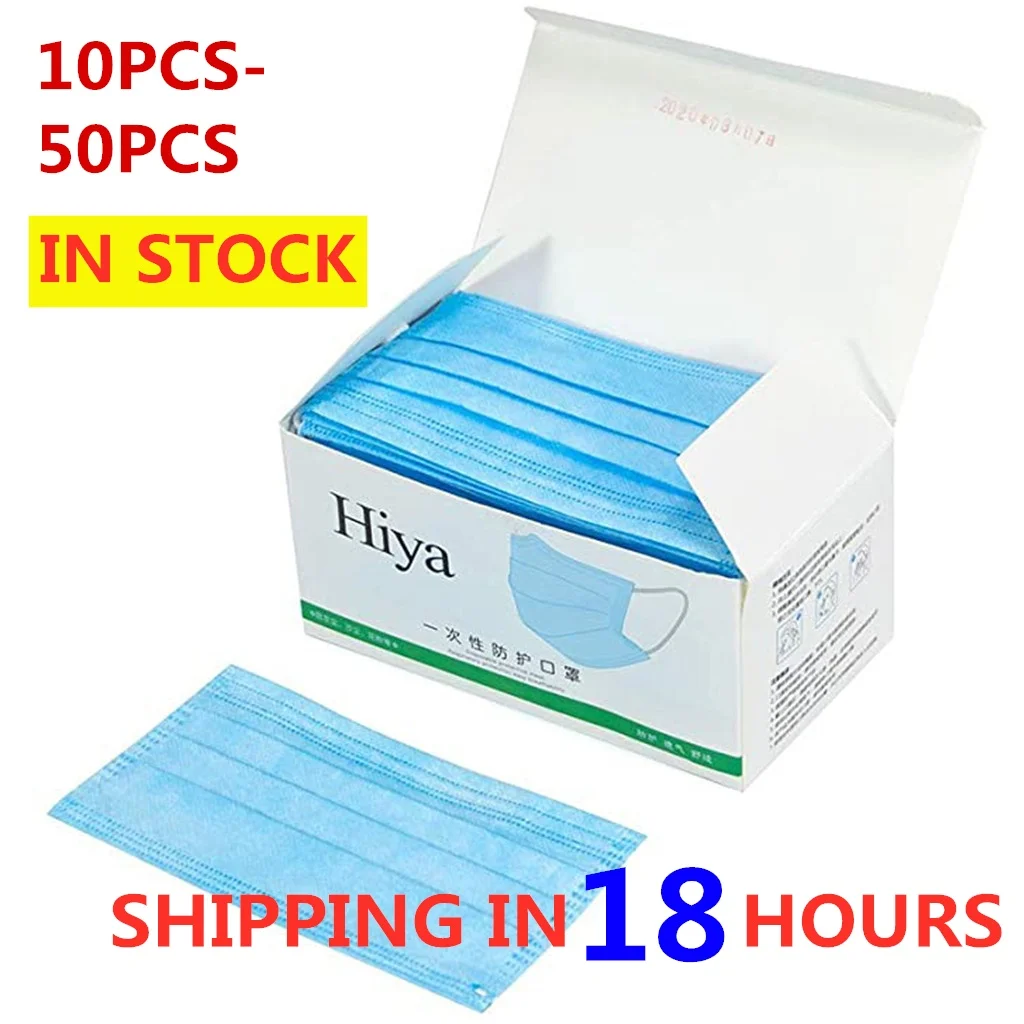 

Disposable 3Ply Ear Loop Face Mask A Box Of Adult Facemask With Breathable Blue Masks Protective