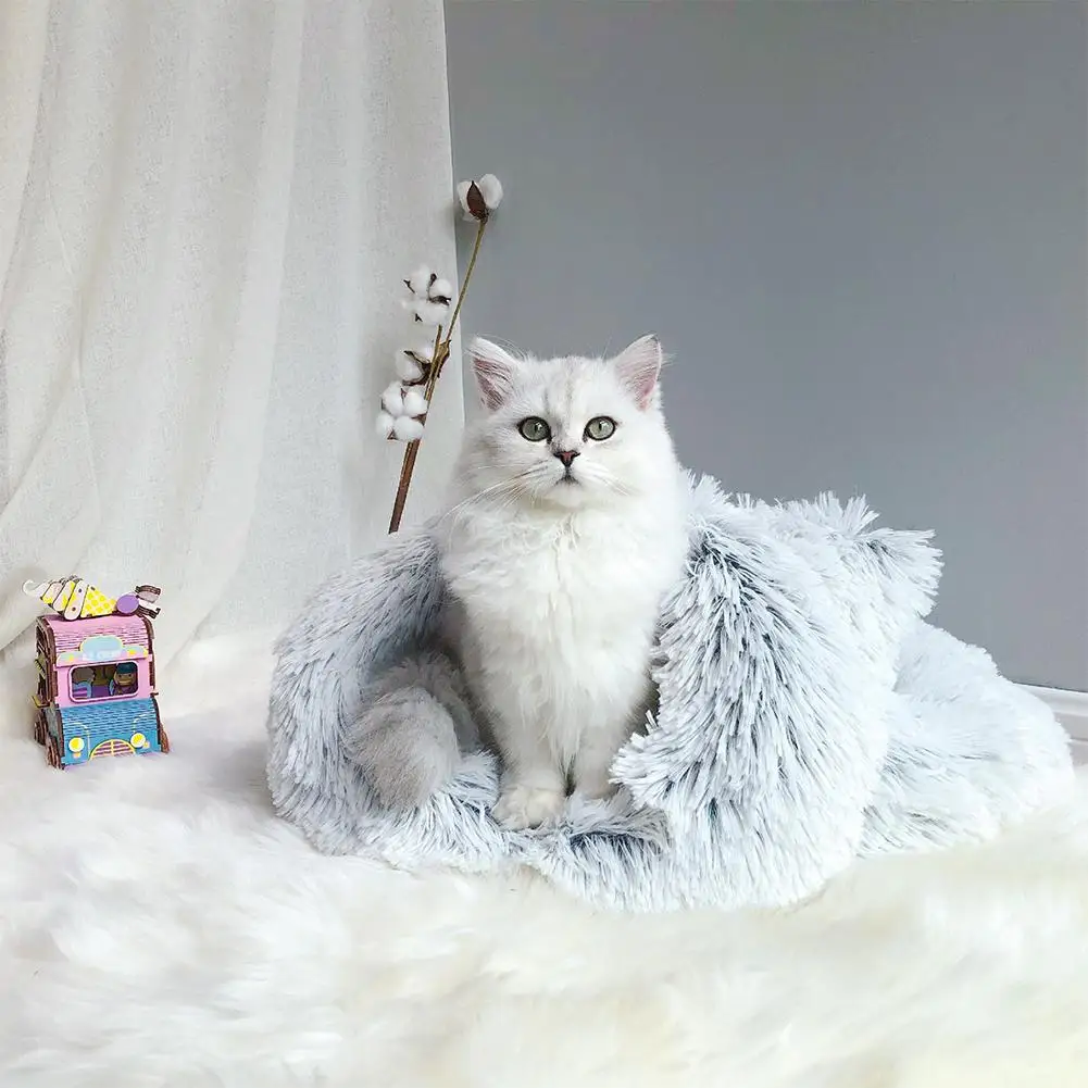 

Лежанка-гнездо для домашних животных, кошек, собак, мягкая, теплая, моющаяся, глубокий спальный мешок, домик для маленьких собак, кошек, зимни...