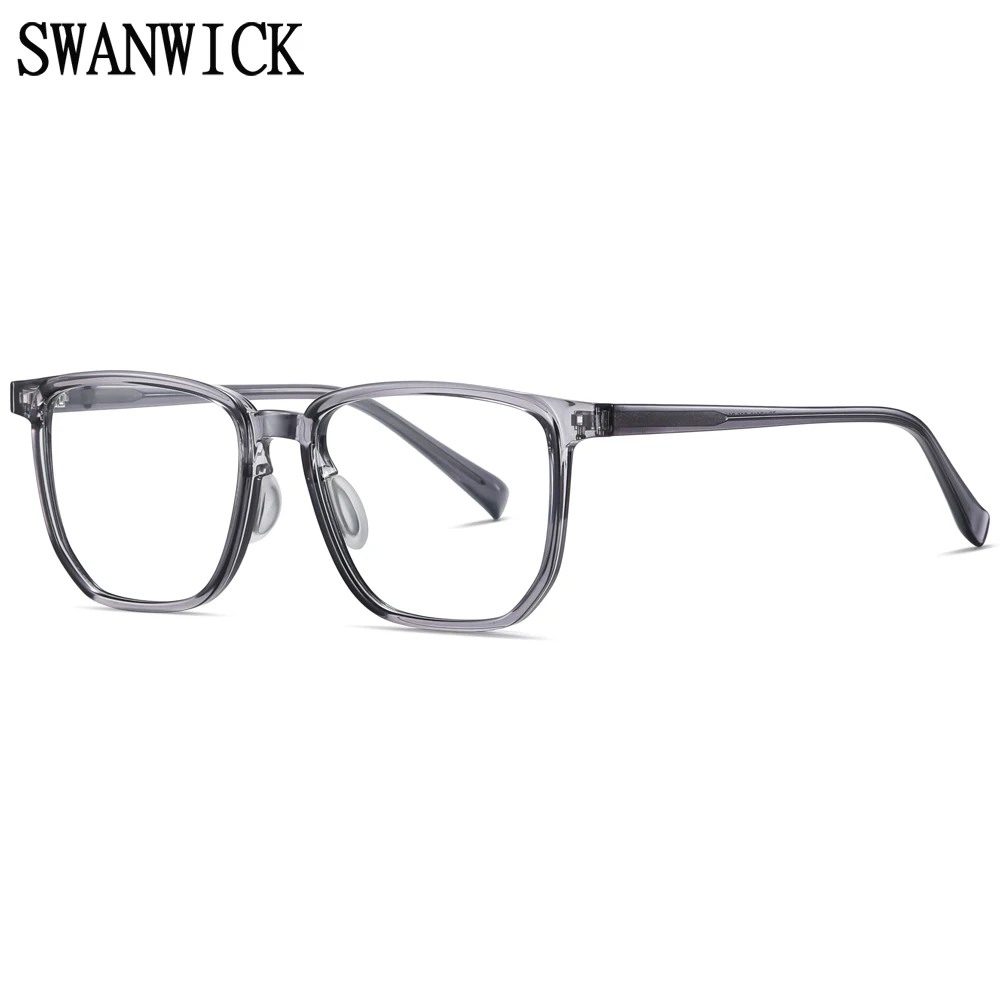 

Очки Swanwick TR90 для мужчин и женщин, квадратные ацетатные модные унисекс очки с блокировкой сисветильник, серого и синего цвета