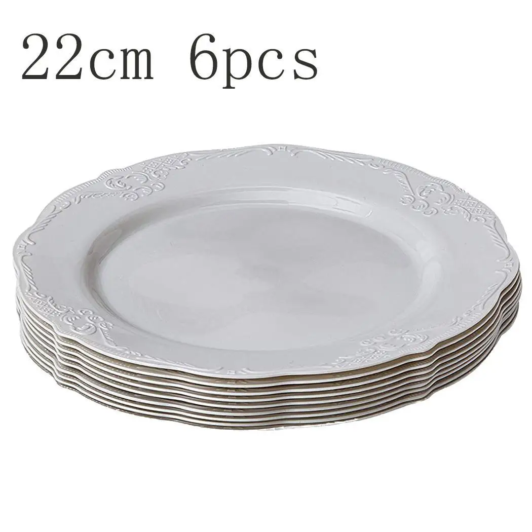 Круглые одноразовые тарелки вечерние Свадебные День рождения Кемпинг белый