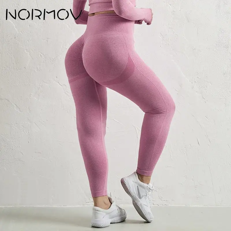 

NORMOV L-2XL Women Sport Legging High Waist Push Up Fitness Legging Gym Plus Size Slim Stretch Yoga Pants