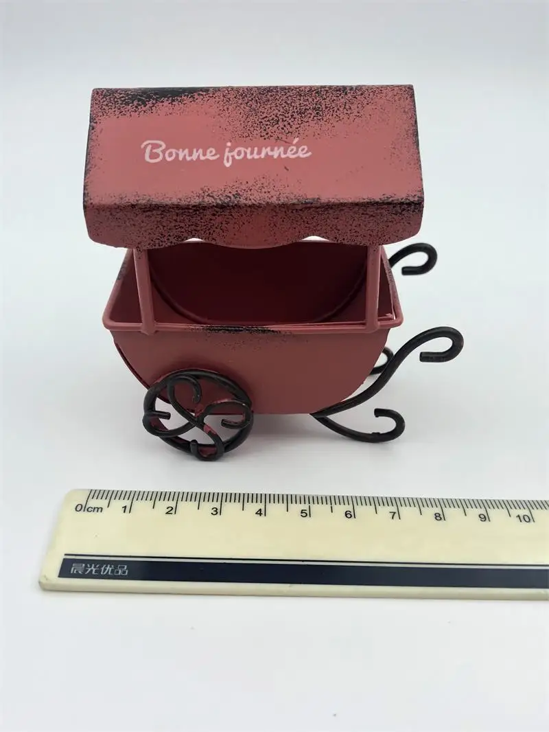 6Pcs/Lot 8.5x5.5xH8.5CM Mini garden carts iron wagons Francais Bonne journee Dollhouse Accessories antique red building | Дом и сад