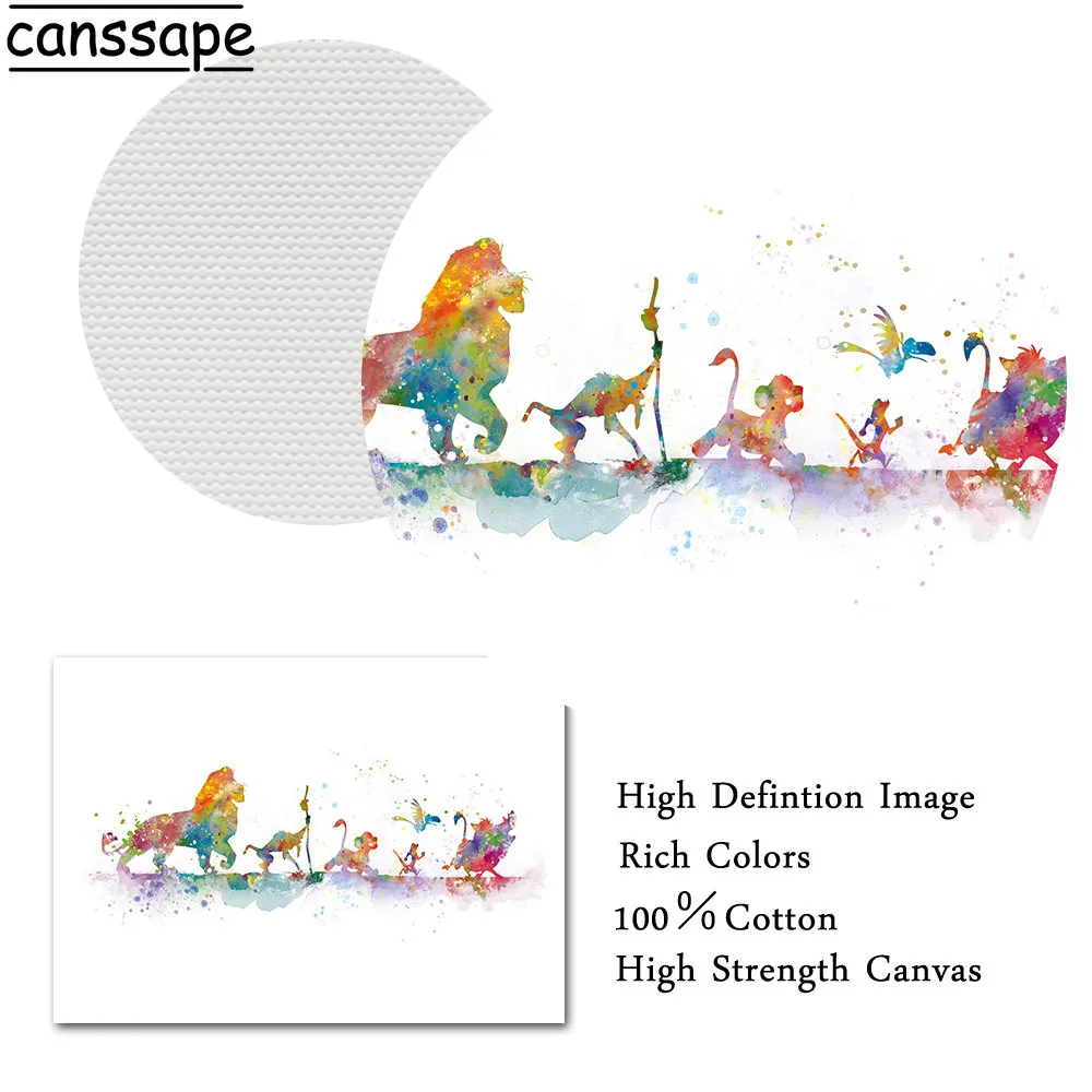 Постер Король Лев холст картина акварельная печать мультфильм Настенная