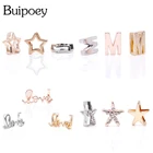 Бусины с надписью Buipoey из розового золота, M, подвески в виде звезд стразы, браслет из нержавеющей стали с сеткой, 10 мм, цепочка для часов, ювелирные изделия