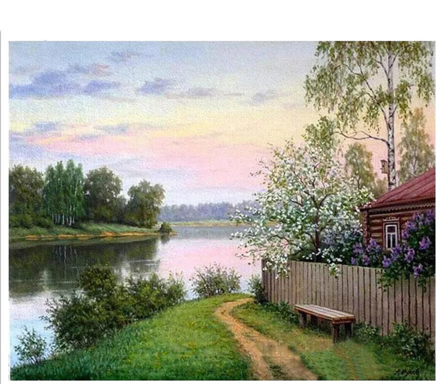 Алмазная вышивка озеро природный пейзаж полная стразы мозаика алмазная живопись