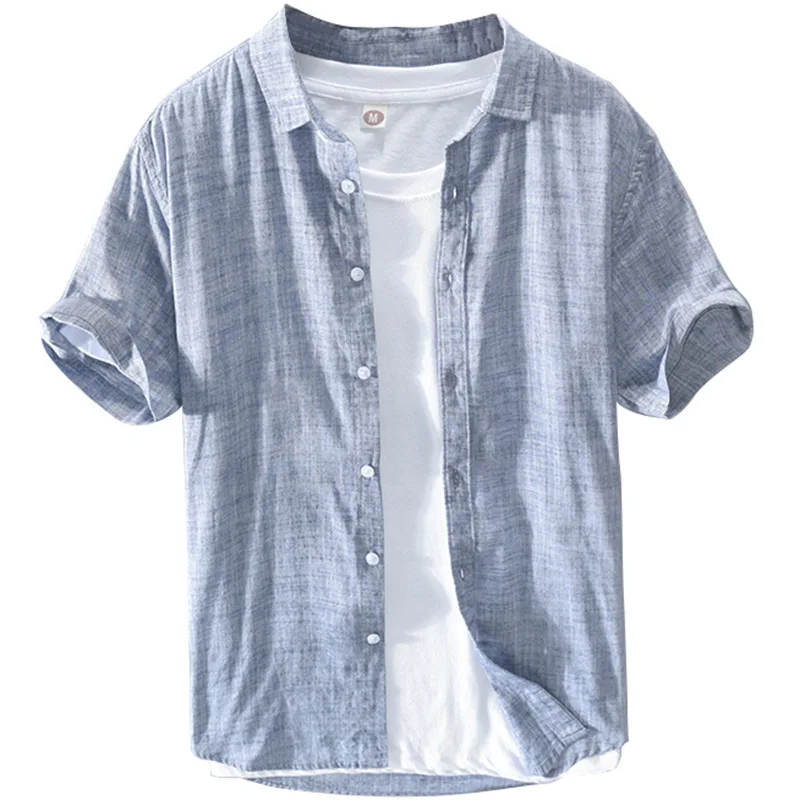 

2021 Men's Short-Sleeved Cotton Shirt Summer Casual Shirt