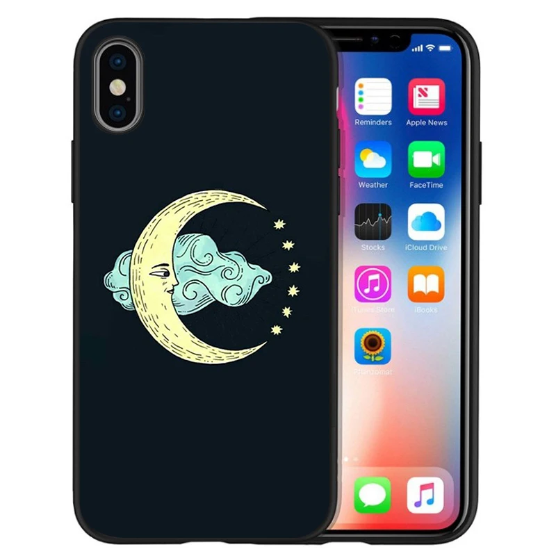Запутанный Черный силиконовый чехол принцессы sun moon для iPhone 12 XR XS Max 5 5S SE 2020 6 6S PLUS 7 8