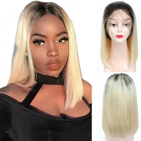 yolami ombre two tone 1b 613 short bob 12inch lace front wigs 13x6 deep part brazilian straight human hair wigs for black women