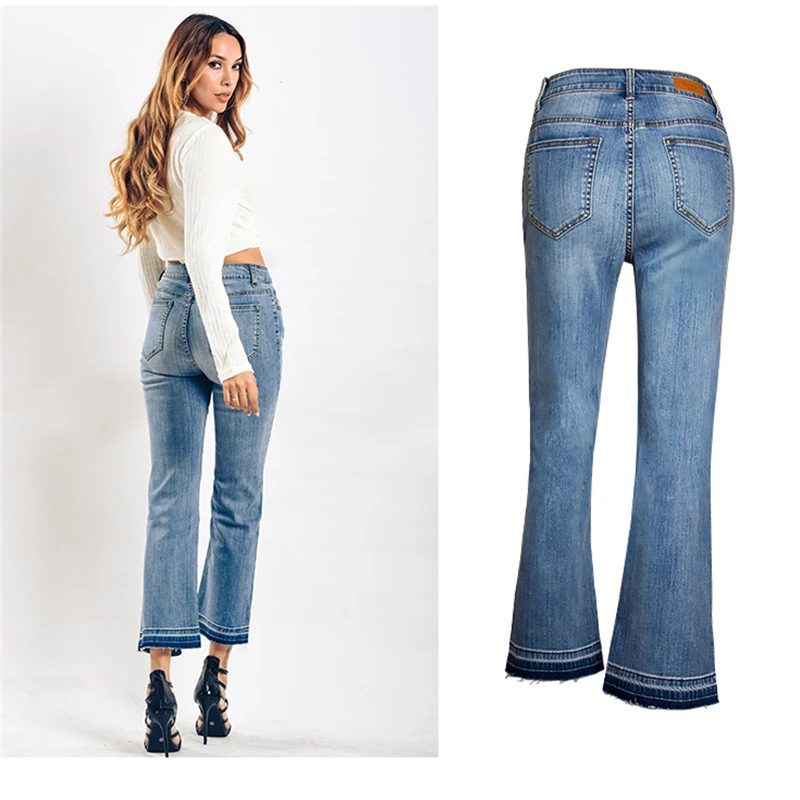 Новые джинсы с высокой талией расклешенные для женщин в стиле бойфренд узкие