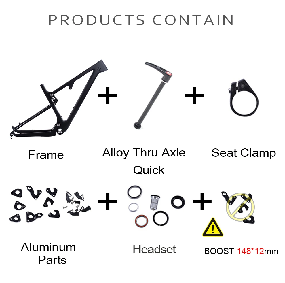 BXT New Full Suspension Carbon Mountain 29er MTB Bike Frame BSA 142X12mm 148*12mm Suspension Frame Travel 100mm Free Shipping