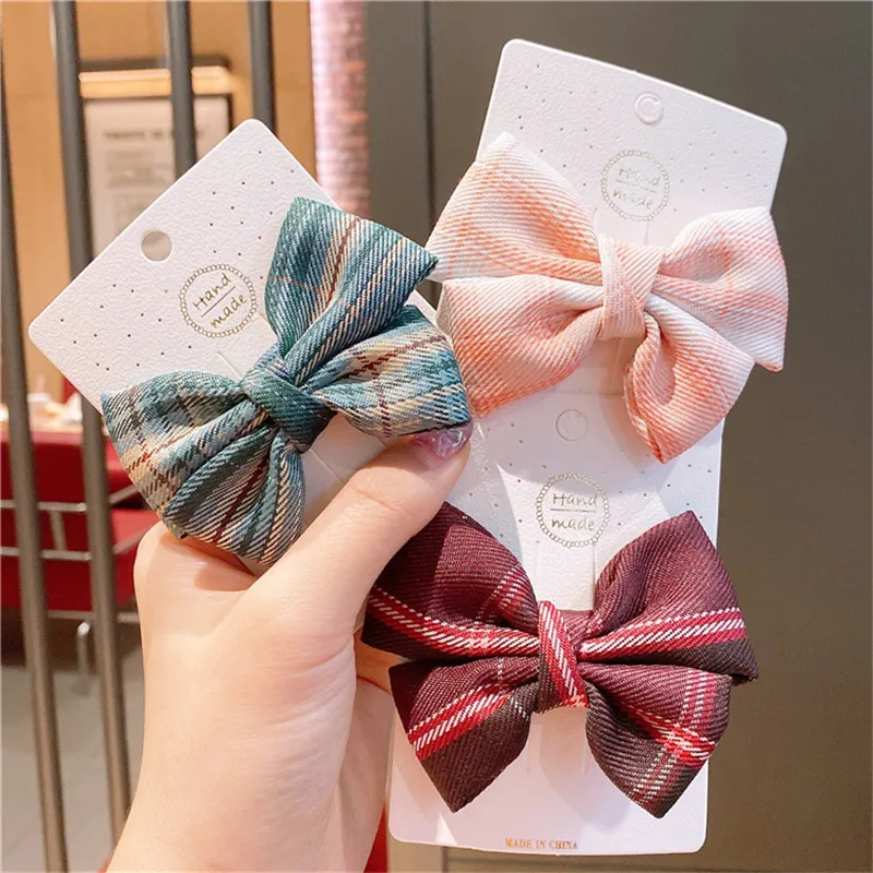 2021 Модные Элегантные Заколки в клетку с бантом для женщин и девочек детские